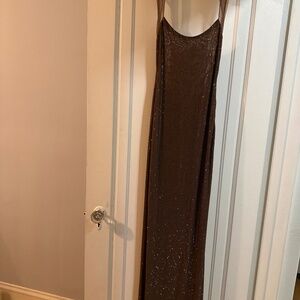 Meshki Jasmyn Hot Fix Maxi Dress With Mesh Back - Chocolate